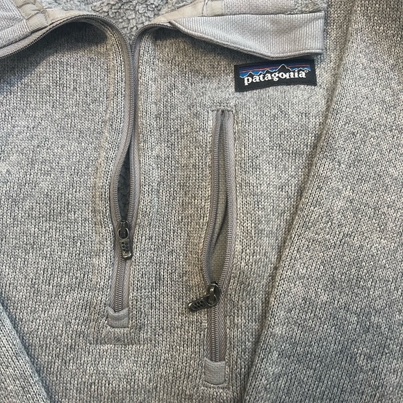A grey Patagonia sweater with zipper and chest pocket. Comfy and warm. Large. - Picture 4 of 4